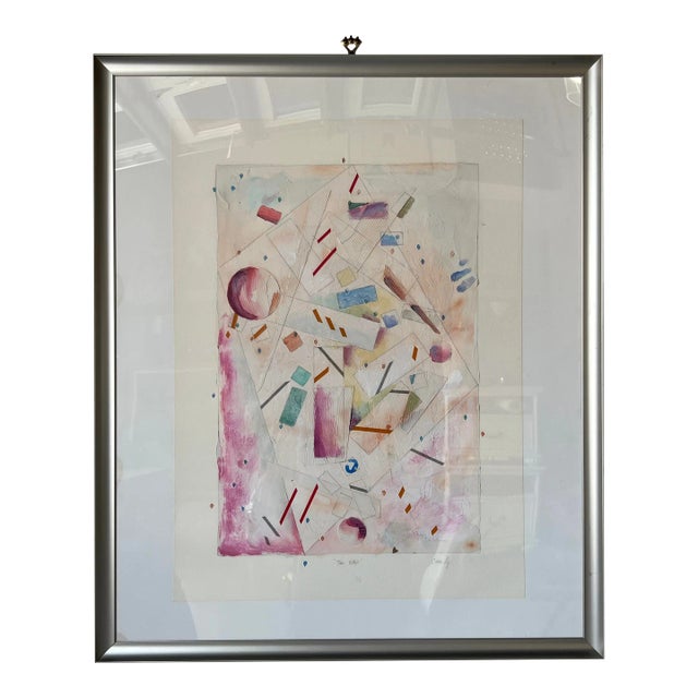 1980's Mary Cassilly " Two Step " Mixed Media Collage Abstract Painting For Sale