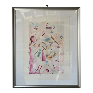 1980's Mary Cassilly " Two Step " Mixed Media Collage Abstract Painting