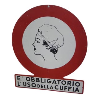 Sign Mandatory Use of Swimming Caps, 1950 For Sale