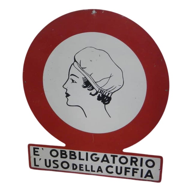 Sign Mandatory Use of Swimming Caps, 1950 For Sale