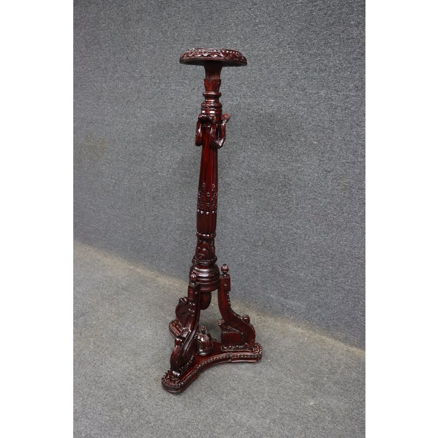 Carved Mahogany Pedestal Plant Stand / Display Stand For Sale In Philadelphia - Image 6 of 11