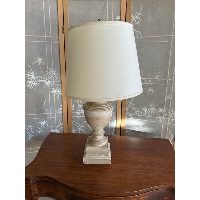 Cream 1970s Cream Colored Modern Style Table Lamp With Shade For Sale - Image 8 of 8