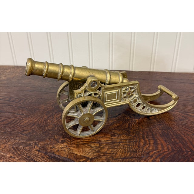 Vintage English Brass Minature Model Cannon & Carriage For Sale - Image 18 of 18