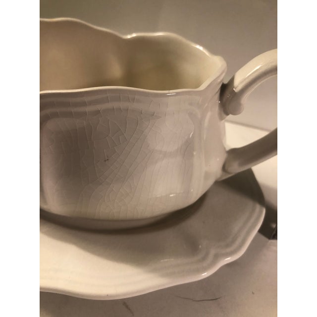 1950s White Federalist Ironstone Gravy Boat and Saucer For Sale - Image 12 of 12