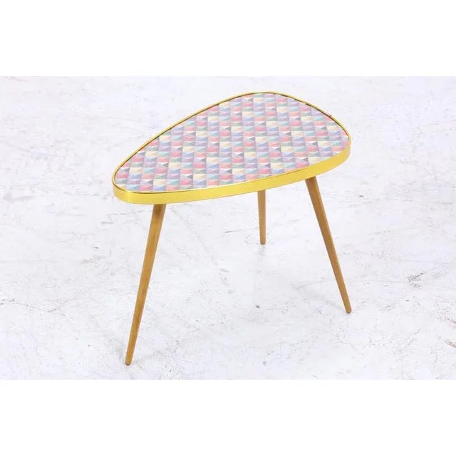 Purple Vintage Flower Table with Colorful Checkered Pattern, 1960s For Sale - Image 8 of 9