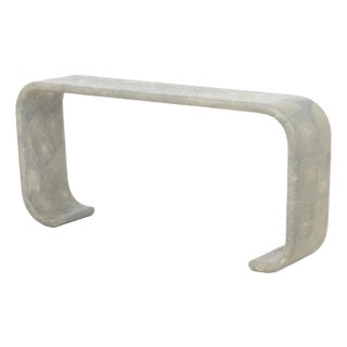 Karl Springer Style Tessellated Shagreen Waterfall Console For Sale