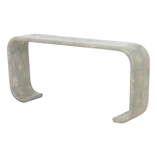 Karl Springer Style Tessellated Shagreen Waterfall Console For Sale