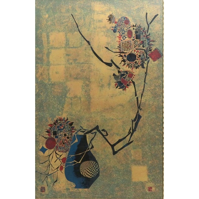 Hoi Lebadang (Vietnamese-French, 1921–2015) "La Branche" Framed Original silk screen on paper Signed to lower right...