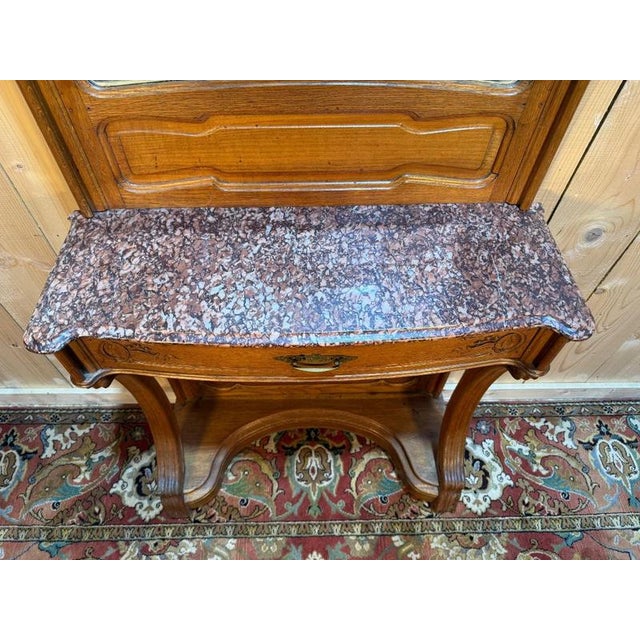 Wood Art Nouveau Console Table with Mirror in Carved Oak For Sale - Image 7 of 9