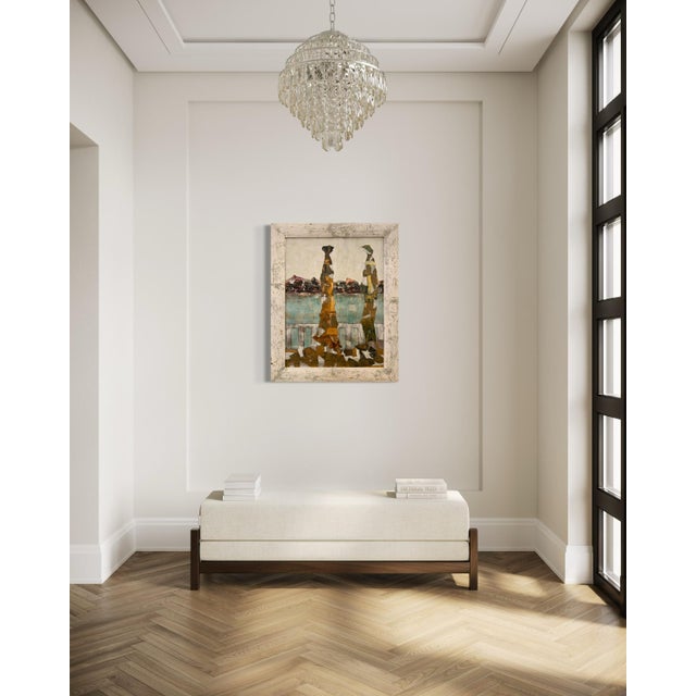 Andrea Stella "Terrace on the Lake" Gold Leaf Oil Mixed Media Painting, Lakeside Scene, Italian Contemporary Art, 2010 For Sale - Image 11 of 11