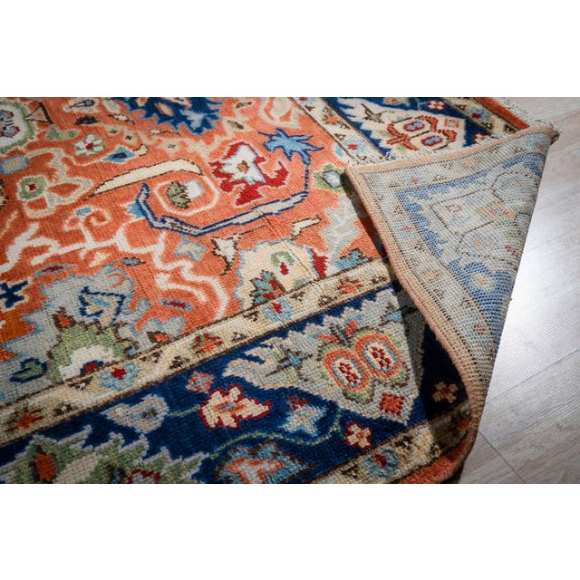 2020s 8x10 Rust Traditional Floral Oushak Hand Knotted Wool Carpet Rug For Sale - Image 5 of 6