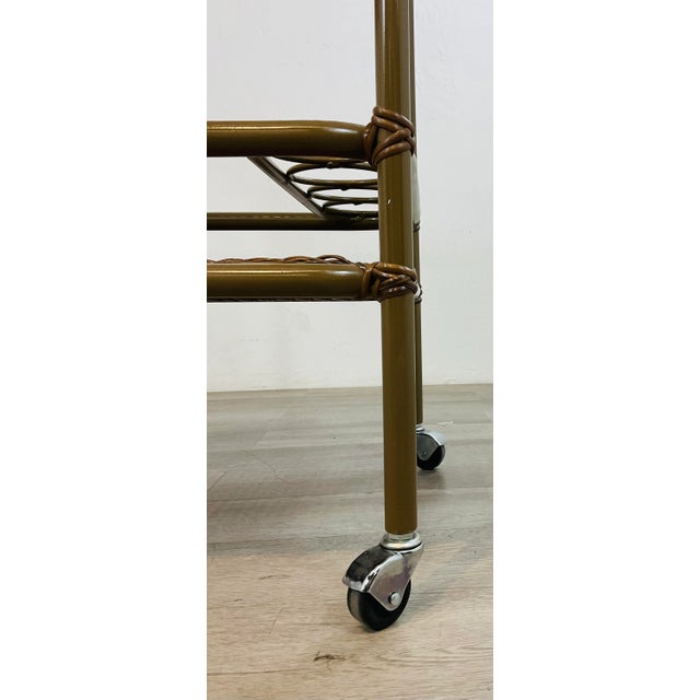 Made Goods Made Goods Organic Modern Indoor/Outdoor Chestnut Faux Wicker Torrey Bar Cart For Sale - Image 4 of 6