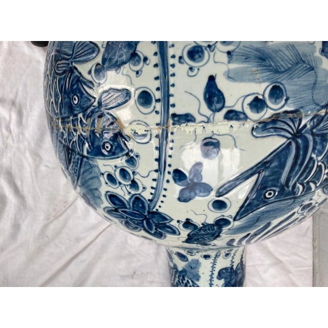 Mid 20th Century Monumental Chinese Blue & White Vases - A Pair For Sale - Image 11 of 12