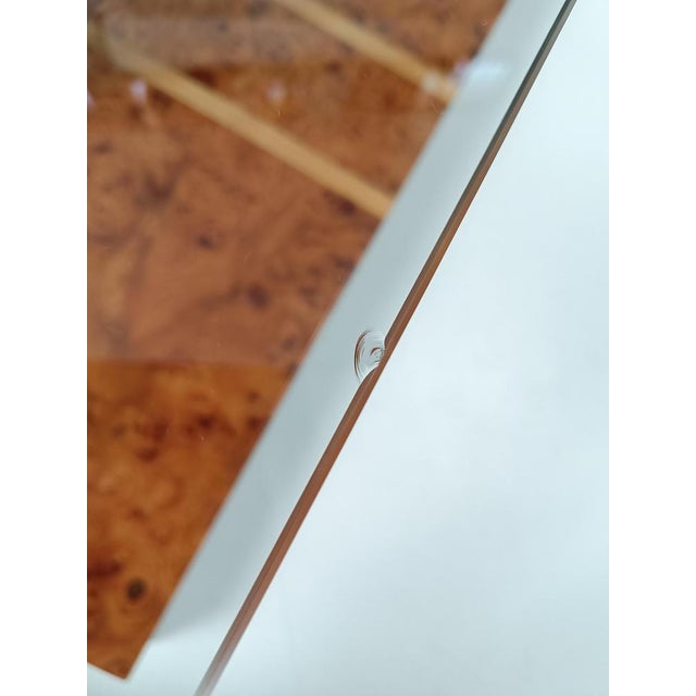 Brown Italian Square Coffee Table Inlaid with Elm Burl and Oak Burl with Glass, 1970s For Sale - Image 8 of 18