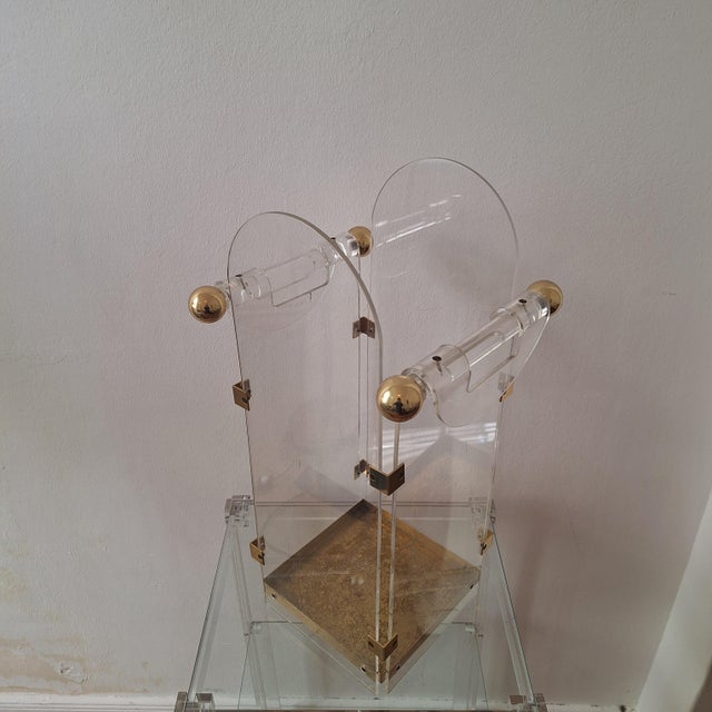 Acrylic Glass and Brass Umbrella Stand in the style of Fontana Arte, 1970s For Sale - Image 10 of 14