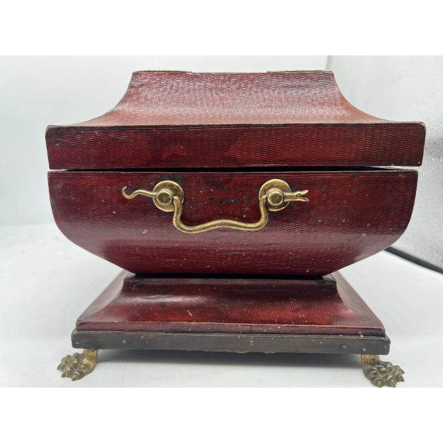 Fine Regency Egyptian Revival Leather & Snake Handled Ormolu Box C. 1815 For Sale In Boston - Image 6 of 12