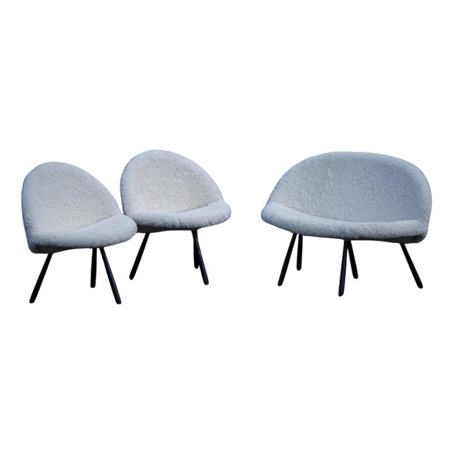 Mid-Century Sofa and Armchairs, Denmark, 1960s, Set of 3 For Sale