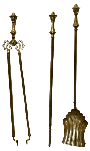 Arts & Crafts Brass Fireside Tools, 1880, Set of 3