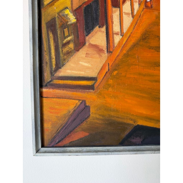 Wood 1970s Vintage Southwestern Townscape Oil on Canvas Painting, Framed For Sale - Image 7 of 12
