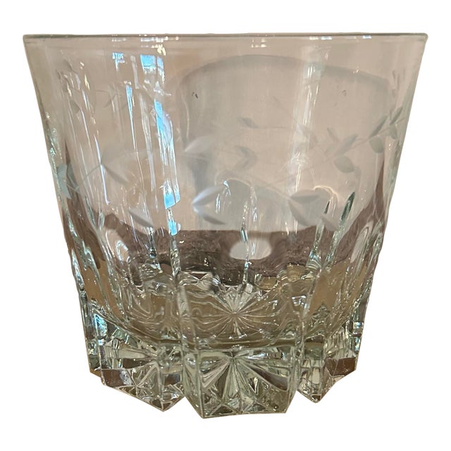Mid 20th Century Traditional Etched Glass Ice Bucket or Vase For Sale