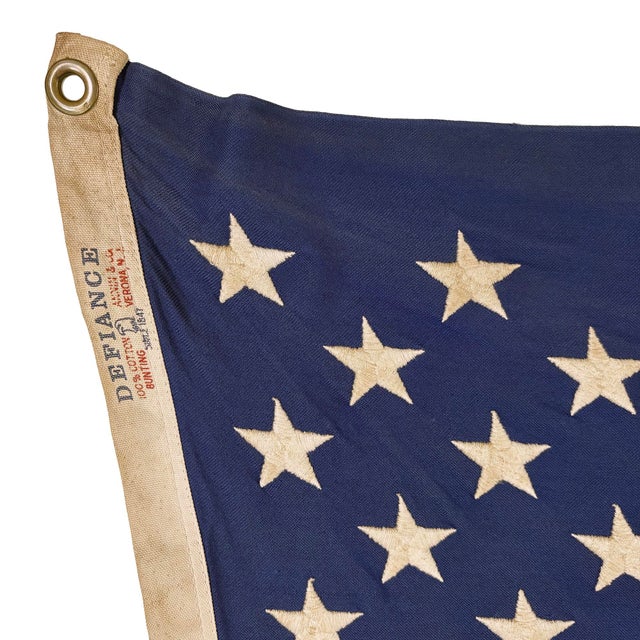 This vintage American flag is made from a cotton cloth with fully sewn stripes and 50 embroidered stars. Please note...
