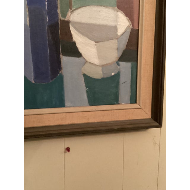 Mid 20th Century Mid 20th Century Tall & Narrow Cubist Still Life W/ Yellow Daffodills For Sale - Image 5 of 11