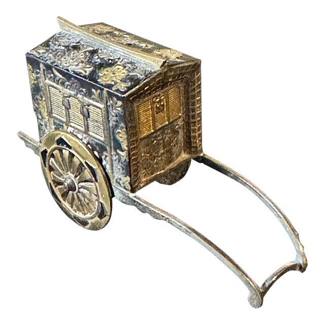 1920s Japanese Sterling Rickshaw Salt & Pepper Shakers For Sale