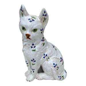 French Terra Cotta Majolica Cat Normandy Circa 1900