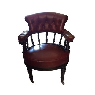 English Embonised Tufted Back Open Arm Chair For Sale