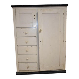 1950s Mid-Century White Painted Shabby Wardrobe For Sale