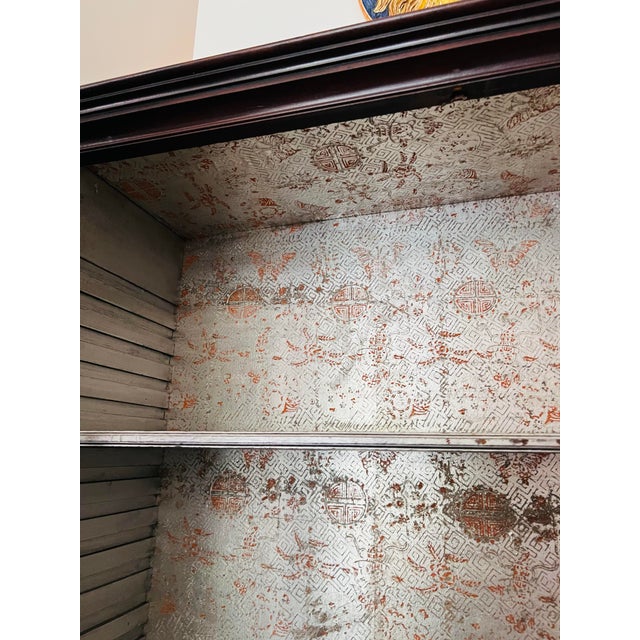 Antique Mahogony 13 Glass Pane Stepback Display Cupboard For Sale In Chicago - Image 6 of 12