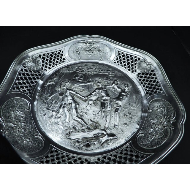Metal Antique German Continental Silver Reticulated Dancing Amorini Cherubs Serving Plate Tray, 1880s For Sale - Image 7 of 7