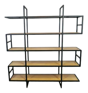 Modern Iron & Oak Display Shelf