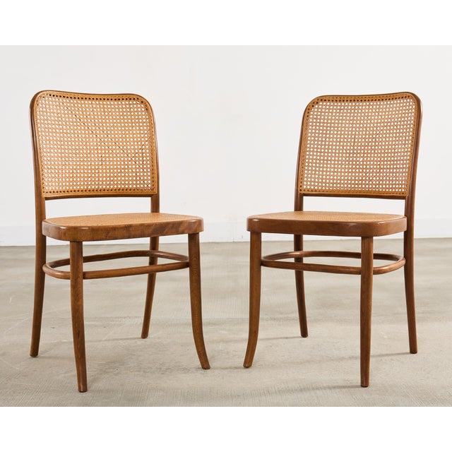Set of Six Thonet Bentwood Prague Dining Chairs by Josef Hoffmann For Sale In Sacramento - Image 6 of 18