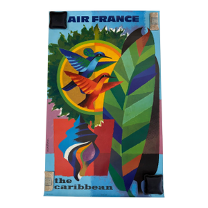 C. 1960s, Air France – The Caribbean, Modernist, Vintage Travel Poster, Printed in France, Artist Jacques Nathan-Garamond