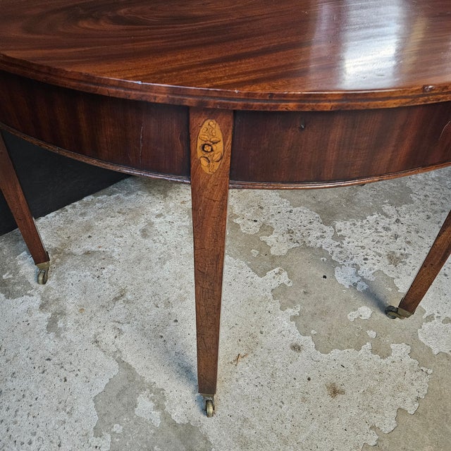 Wood Late 19th Century Mahogany Inlaid Georgian Demi-Lune Console Table For Sale - Image 7 of 17