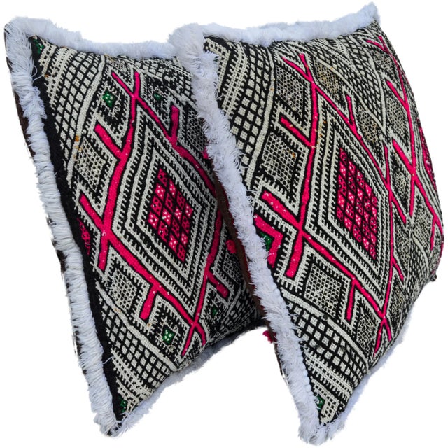 Pink-Patterned Moroccan Pillows, S/2 For Sale In New York - Image 6 of 11