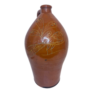 Large Greg Shooner Signed & Dated 1995 Sgraffito Bird Jug, American Studio Pottery