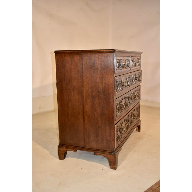 English Late 18th Century English Oak Carved Chest of Drawers For Sale - Image 3 of 14