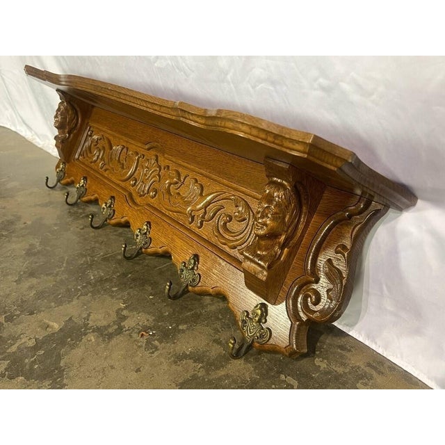 Vintage Ornate Carved Wood Wall/Coat Rack For Sale In Nashville - Image 6 of 6
