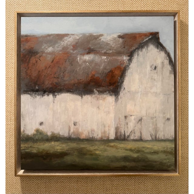 Contemporary Pair of Leftbank Art Hand-Enhanced Barn Landscapes in Custom Gallery Frames For Sale - Image 3 of 9