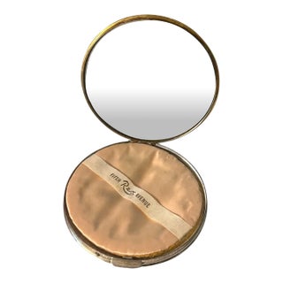 Mid-Century Rex Fifth Avenue Sterling Silver & Vermeil Floral Powder Compact For Sale