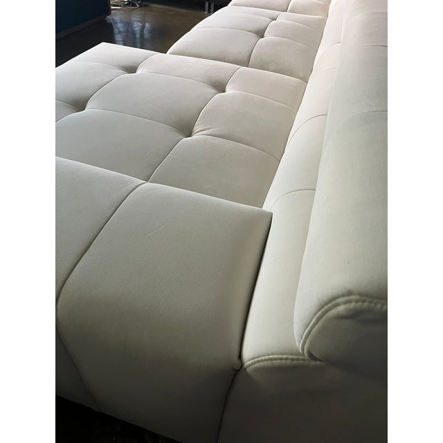 Large Cantoni 3-Pc Modular Sectional Sofa in Off-White Cream Micro-Suede, Like New For Sale - Image 11 of 14