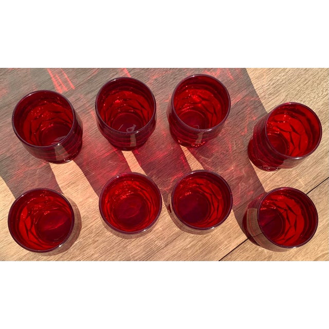 1970s Vintage Red Cocktail Glasses, Set of 8 For Sale In Los Angeles - Image 6 of 7