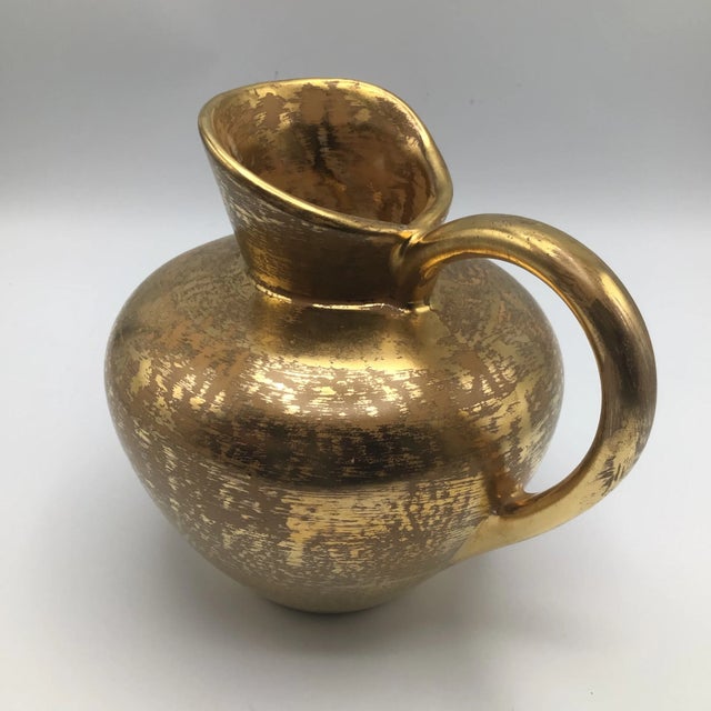 Super Mid Century Granada Gold hand painted Stangl pitcher. This is a wonderful art pottery pitcher made in Trenton New...