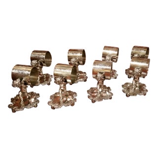 Figural Silver Plated Napkin Rings 8 For Sale