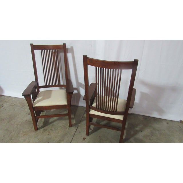 1980s 1980s Pair Mission Oak Pa House Pennsylvania Dining Room Chairs For Sale - Image 5 of 6