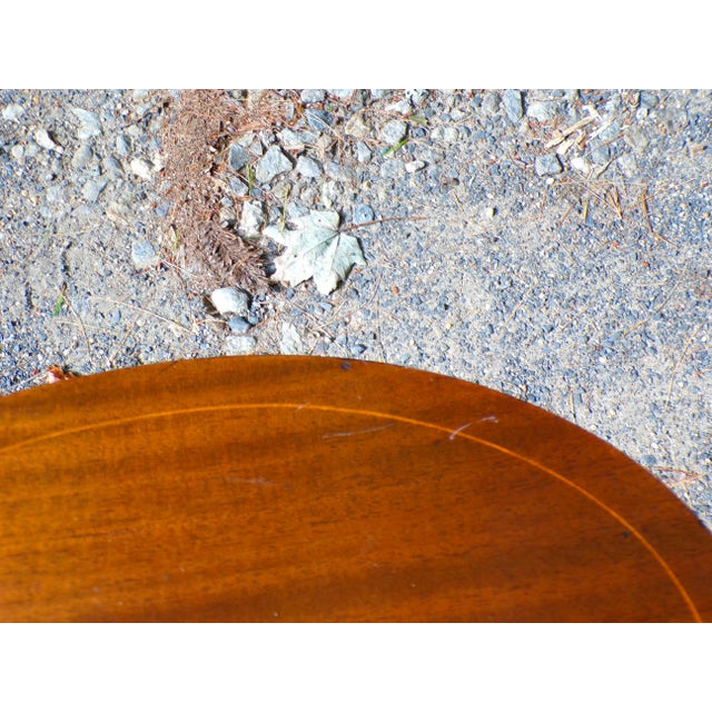 Vintage Small Mahogany Federal Oval Tilt Top Pedestal Table Candle Stand For Sale - Image 12 of 12