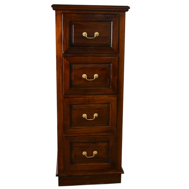 Wood Legacy 4 Drawer File Cabinet - Brown Walnut For Sale - Image 7 of 12