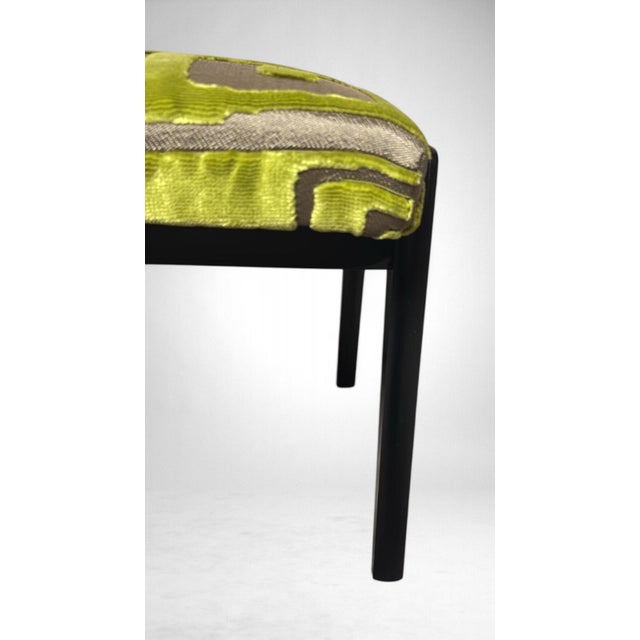 Mid 20th Century Paolo Buffa Style Pair of Wooden Benches Upholstered Designers Guild Fabric For Sale - Image 15 of 18